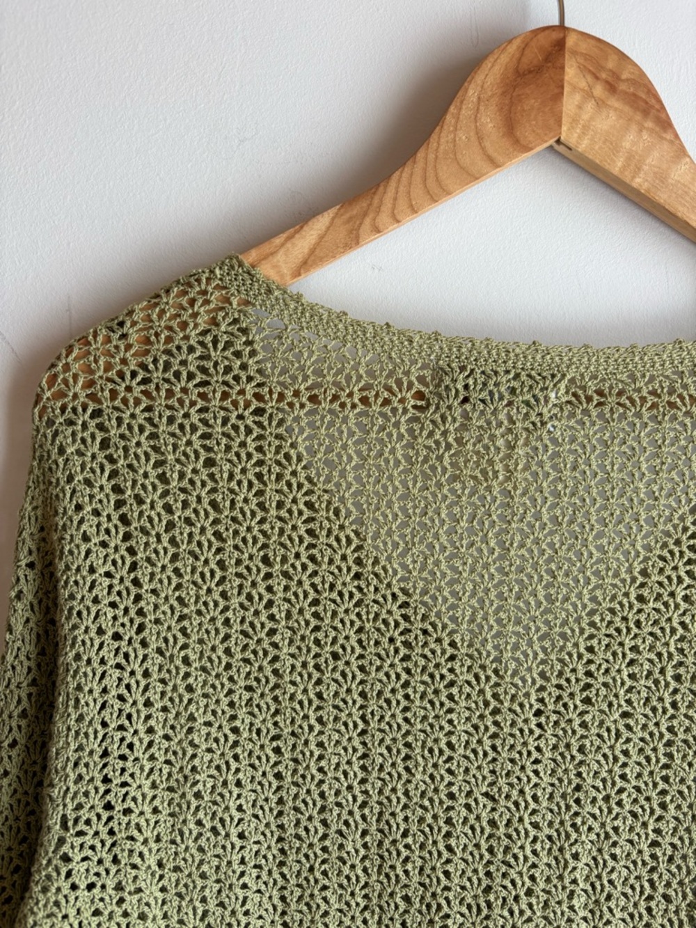 Light Green Crochet Button-Up Cardigan - Picture 5 of 5